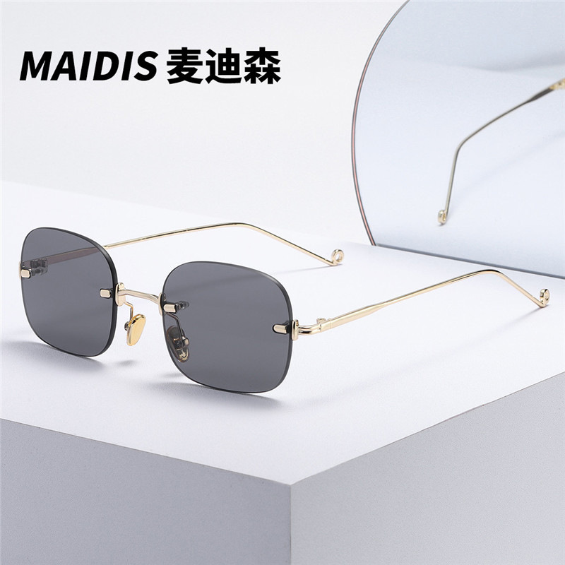 Jet 3511 Sunglasses Women's Light Ocean Sheet Sunglasses Square Bezelless Trimmed Fashion Trend Gmjennie Model