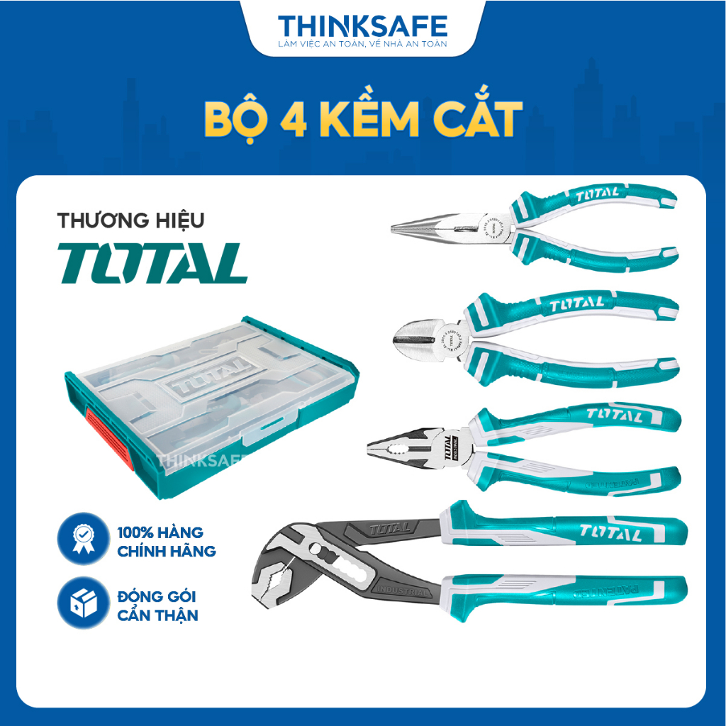 Bộ 4 kềm cắt total thktv02p042 đa năng chất liệu hợp kim cao cấp bộ dụng cụ total chính hãng - thinksafe