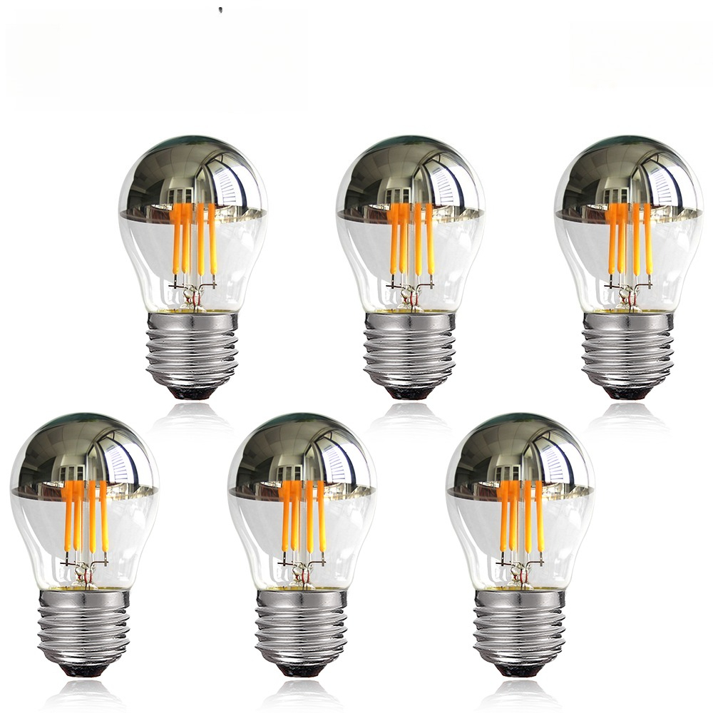 G45 Edison LED Night Bulb E14 E27 4W Dimmable 220V Globe Top Silver Warm White Mirror Light Pendant Lamp Home Decor