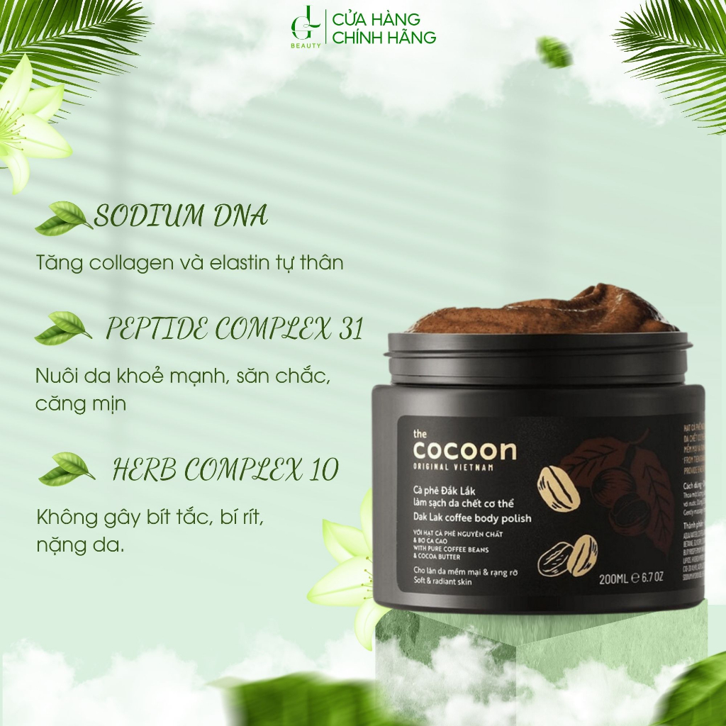 Tẩy da chết toàn thân Cocoon chiết xuất cà phê Đăk Lăk cho da sáng mịn 200ml