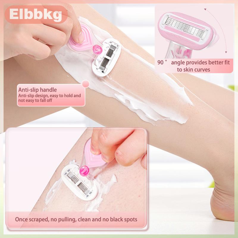 Elbbkg Xách Tay Ngắn Xử Lý Phụ Nữ Lưỡi Dao Cạo 5 Lớp Với Thanh Xà Phòng Mịn Lưỡi Cạo Râu Phụ Nữ Cơ Thể Đường Cong Có Thể Thay Thế Lưỡi