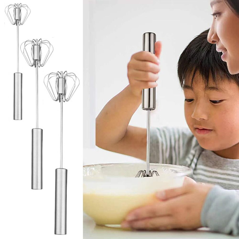 1Pcs Silver Kitchen Utensil Manual Metal Egg Milk Whisk Multipurpose Non-slip  Egg Beater 13CM/17CM