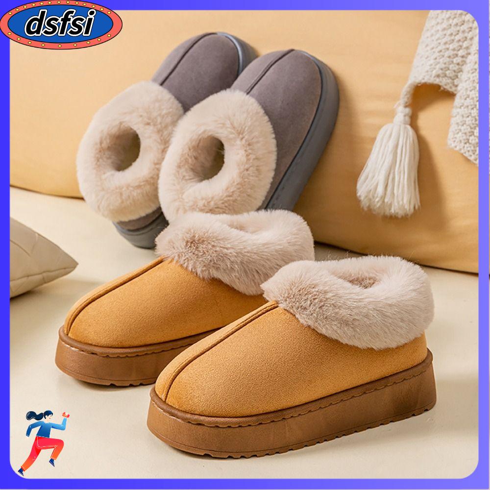 DSFSI Mềm mại Giày tuyết Lông thú giả Đồ nhồi bông Giày cotton  Đáy dày Giày nữ Mùa đông