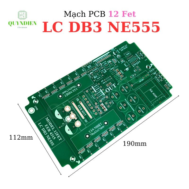 PCB bo mạch kích điện 12 fet LC DB3 NE555 Biến áp máy hàn E43 Phíp FR4 - Linh Kiện Điện Tử Quỳnh 