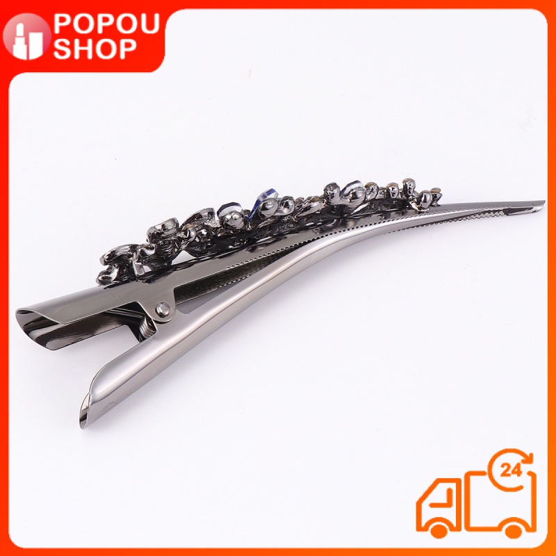 Popoushop 1 mỏ vịt kẹp kim cương giả đính kim cương giả kẹp tóc tóc bobby pin tạo kiểu tóc barrette mũ phụ kiện tóc