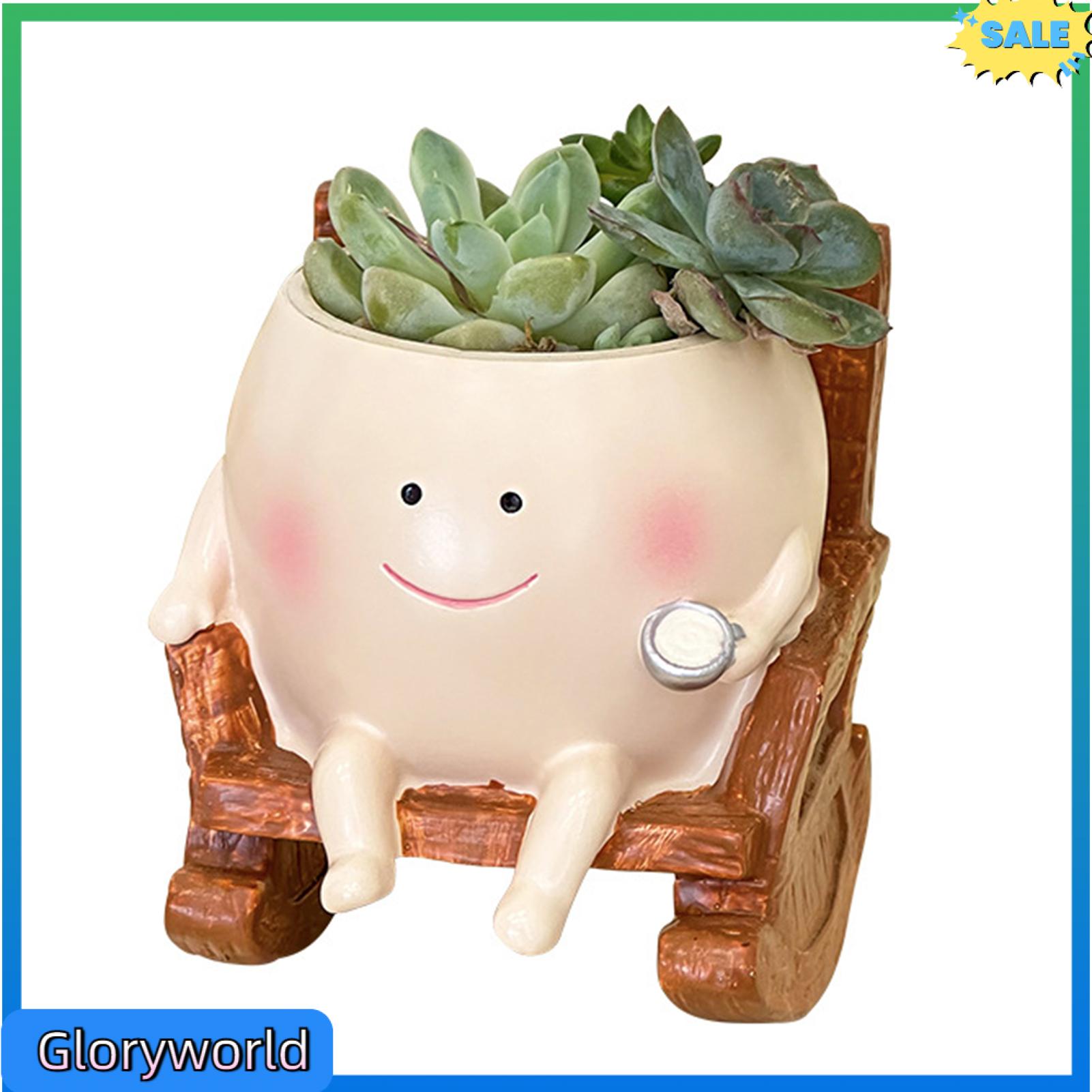 Gloryworld ngày của mẹ Nhà Máy Quà Tặng Độc Đáo Thoát Nước Trồng ghế bập bênh Mặt chậu trồng Với lỗ thoát nước Độc Đáo Ngoài Trời Trong Nhà Chậu hoa Vui Ngồi ghế bập bênh Thiết Kế Cho đồ trang trí vườn
