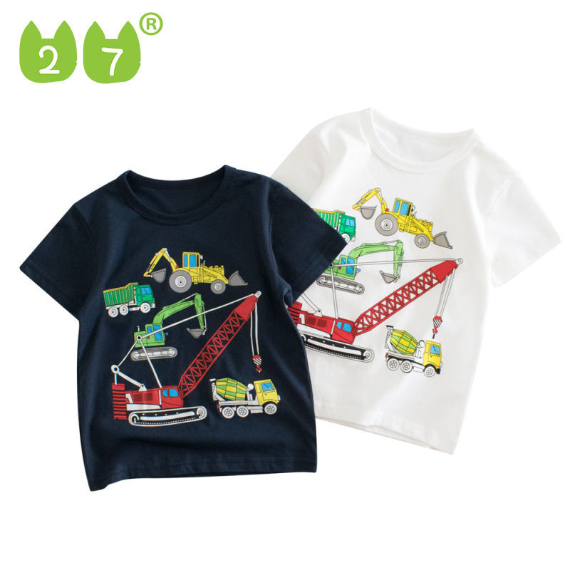 เสื้อผ้าเด็ก27KIDS เสื้อยืดแขนสั้นเด็กฤดูร้อนเสื้อผ้าเด็กรถก่อสร้างรถขุด ราคา  157 บาท*ส่งฟรี