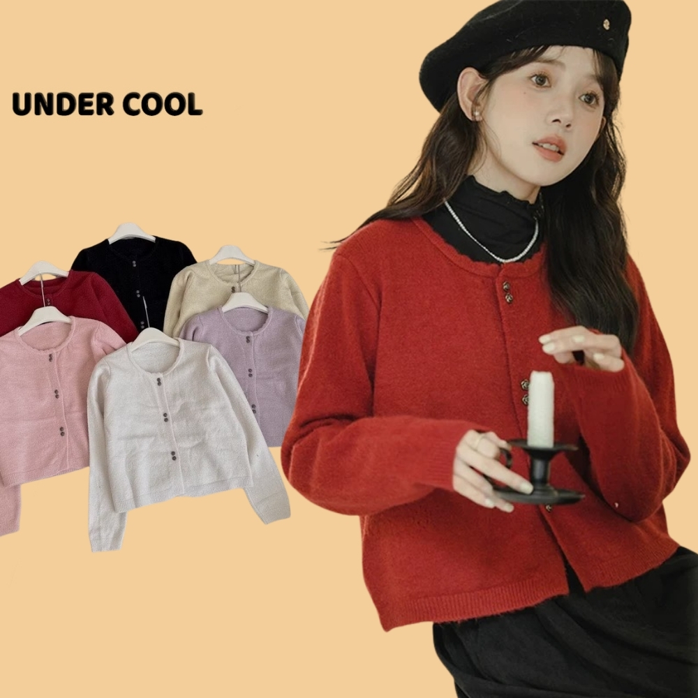 Áo khoác len UNDERCOOL Cardigan chất liệu len dày lông thỏ phối cúc đôi sang chảnh nữ tính cho các nàng AK28