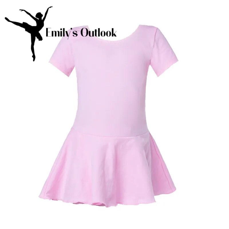 Cô Gái Cổ Điển Leotard Màu Trơn Váy Múa Ba Lê Cho Trẻ Em Phụ Nữ Ballerina Trang Phục Quần Áo tay ngắn Bán Buôn Đội Cơ Bản