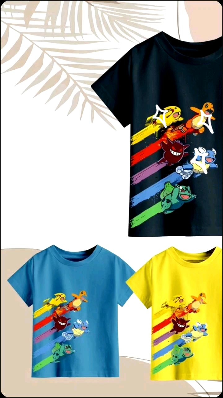 kaos oblong anak gambar POKEMON bahan catun combed untuk anak usia 1sampai 12 tahun