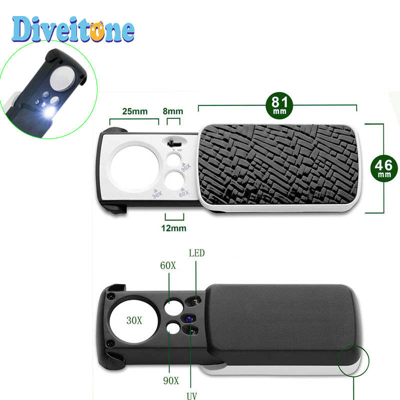 Easy to Carry, 3-Lens Camera, Camera for Looking at Monks, Looking at Diamonds, 30X 60X 90X with Led Lights, Camera for Looking at Monks, Glasses for Looking at Monks. ราคา 76 บาท*ส่งฟรี