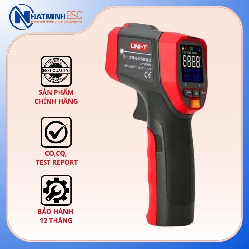 Máy đo nhiệt độ hồng ngoại UNI-T UT301D+ (-32℃~600℃, D:S/12:1)