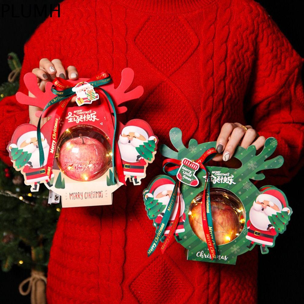 PLUMH 10Pcs Hoạt hình Túi quà tặng giáng sinh Steric Ông già Noel Hộp quà kẹo giáng sinh Dễ thương Nai sừng tấm Túi đóng gói Kẹo