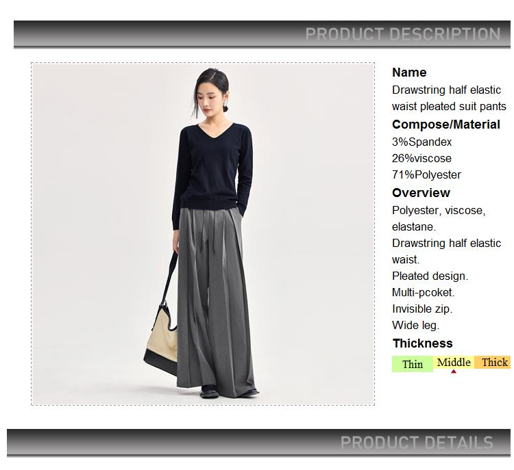Giordano Women Drawstring half elastic waist pleated suit pants Free Shipping 18414623 · v2
