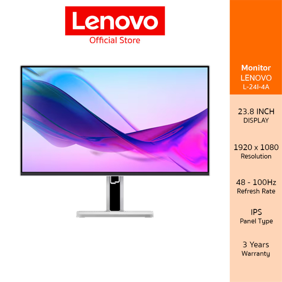 LENOVO MONITOR L24I-4A(67BCKAC6TH) 23.8 IPS FHD 1920x1080 48Hz - 100Hz ราคา 3,850 บาท*ส่งฟรี