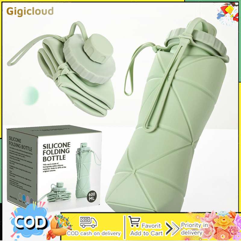 Portable Silicone Folding Water Cup 600ml Large Capacity Lightweight Outdoor Travel Sports Water Bottle ราคา 154 บาท*ส่งฟรี