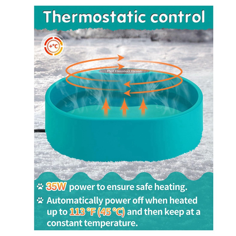 [Pure heart]Heated Water Bowl for Dog Cat, Outdoor Warming Dog Bowl with Chew Beware Power Cord, Waterproof Heat Pet Bowl