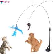 BETOP Cat Feather Bird Bell Stick Toy, Interactive Teaser