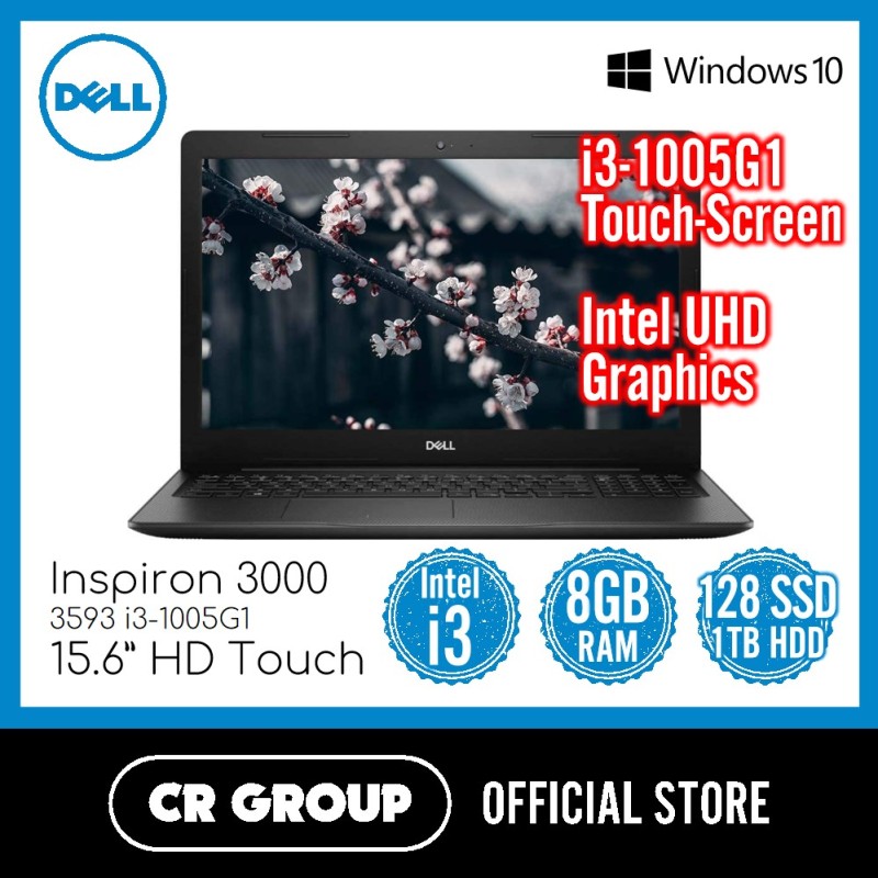 Dell Inspiron 15 3593 15.6 Inch HD Touchscreen | Intel Core i3-1005G1 | 8GB DDR4 RAM | 128GB SSD + 1TB SSD Storage | Intel UHD Graphics