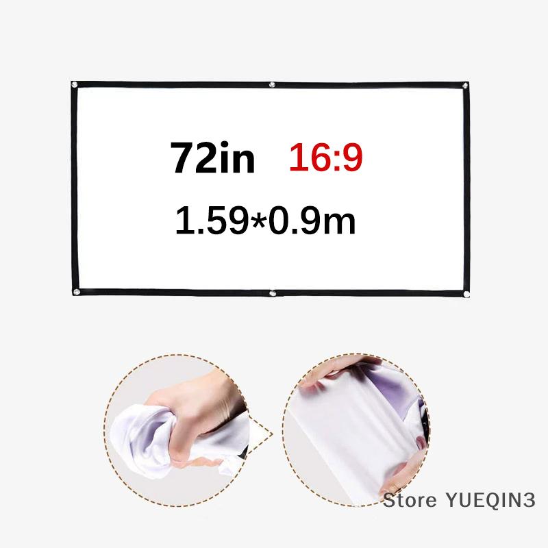 Store YUEQIN3 Màn hình máy chiếu di động 16:9 Màn chiếu đơn giản màn chiếu 60 72 84 100 120 inch màn hình hiển thị HD cho rạp chiếu phim tại nhà