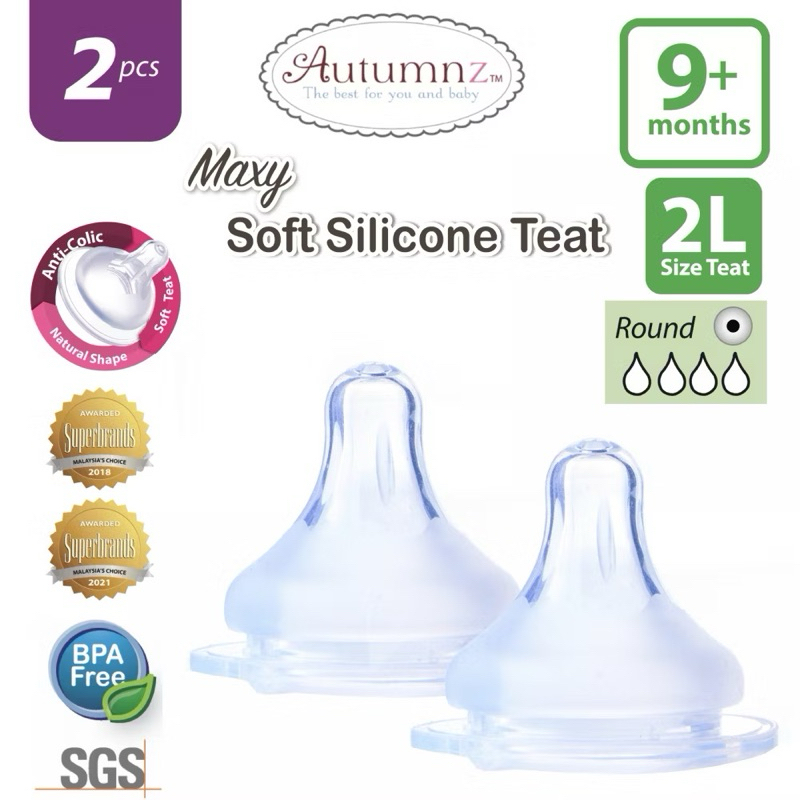 Autumnz Feeding Bottle Soft Silicone Teat Maxi Puting Baby(2 Pcs)