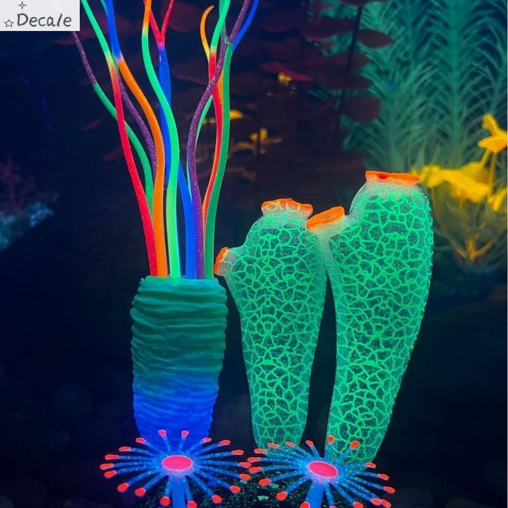 DECALE Sáng Mô phỏng phun nước biển Thực tế Silicone Cây dưới nước Đồ trang trí thực vật thủy sinh Sống động như thật Cây nước bể cá Môi trường sống của bò sát