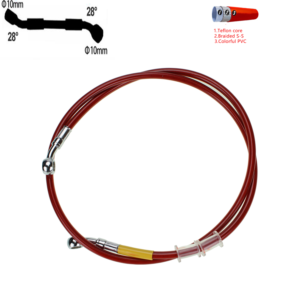 Xe máy phổ m10 banjo 28 ° 28 ° thẳng ống dẫn dầu ống mềm phanh thủy lực 400mm-2400mm dây thép lưới bện ống dẫn dầu