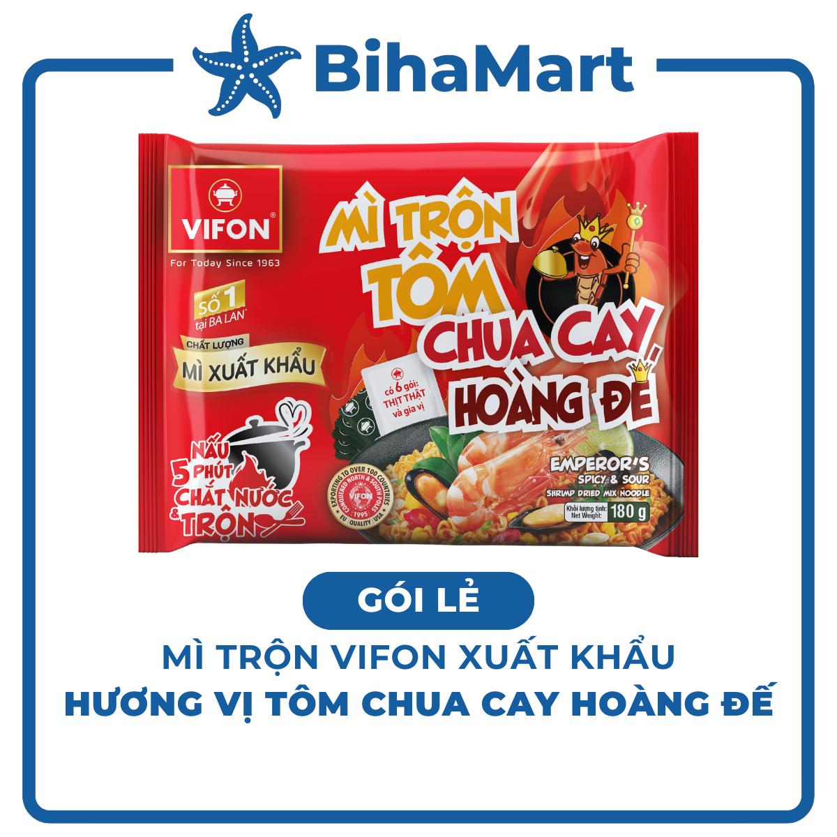 [GÓI LẺ] - VIFON - Mì trộn Vifon xuất khẩu Tôm chua cay hoàng đế, Mì trộn Tôm chua cay hoàng đế Vifon xuất khẩu (180g/gói)