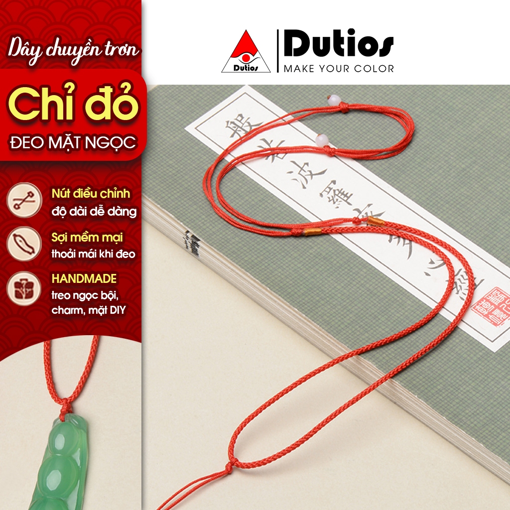 [Dutios] Dây Chuyền Trơn Chỉ Đỏ Dây Sợi 1.5mm Dây Rút Treo Mặt Dây Chuyền Ngọc Bội Handmade DAC05