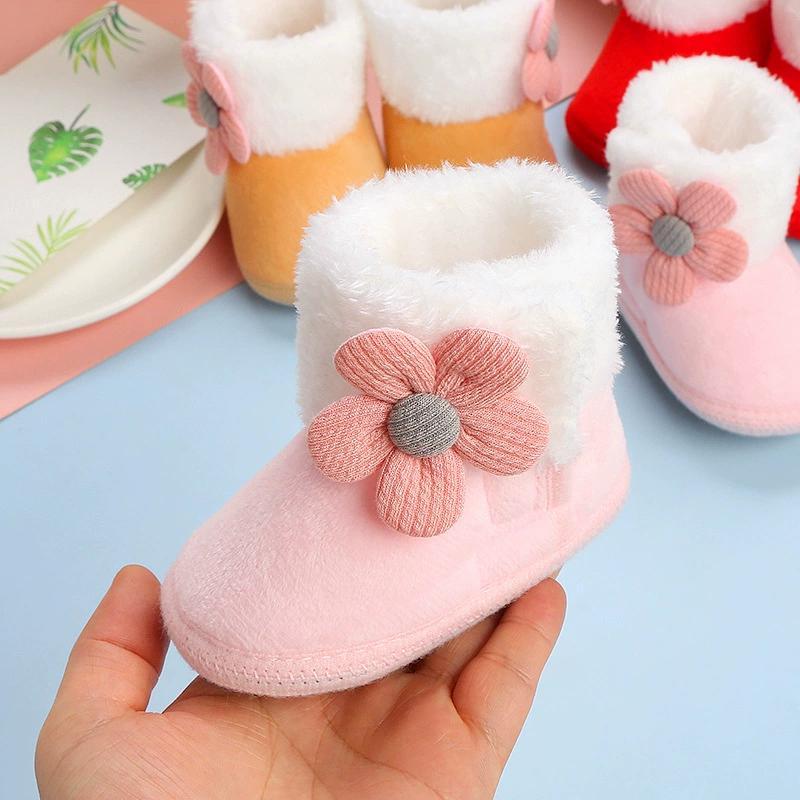 Newborn Baby Girls Boys Soft Booties Solid Pompom Snow Boots Infant