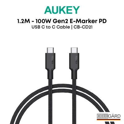 Aukey CB-CD21 100W Gen2 E-Marker PD USB C to C Cable 1.2m New Macbook Samsung S10 Google Pixel Nintendo Switch