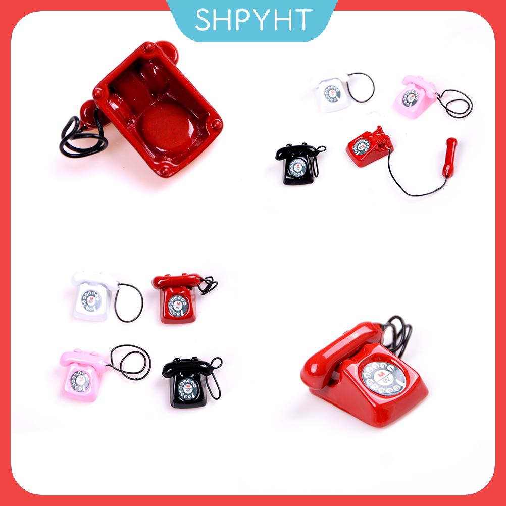 SHPYHT 1:12โทรศัพท์รุ่นเก่าของเล่นบ้านตุ๊กตาของตกแต่งบ้านขนาดจิ๋วโทรศัพท์ ราคา 34 บาท*ส่งฟรี
