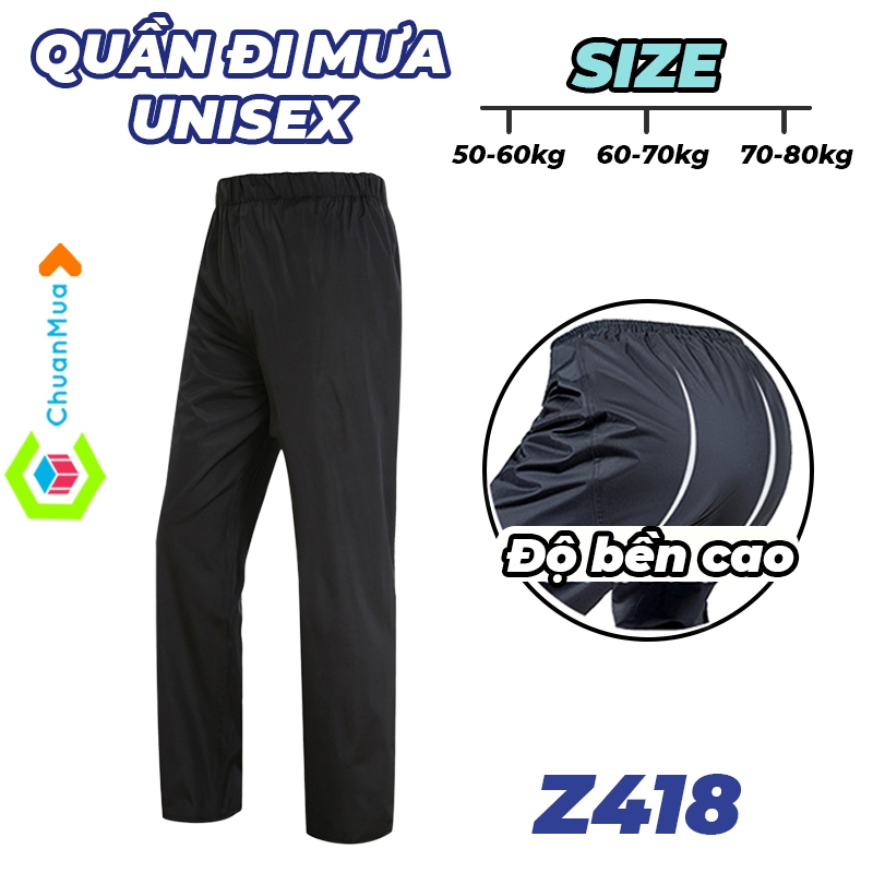 Quần Đi Mưa Vải Dù Nam Nữ Cao Cấp Chống Thấm Nước ( Quần Áo Mưa Siêu Bền Kết Hợp Phối Áo Mưa )