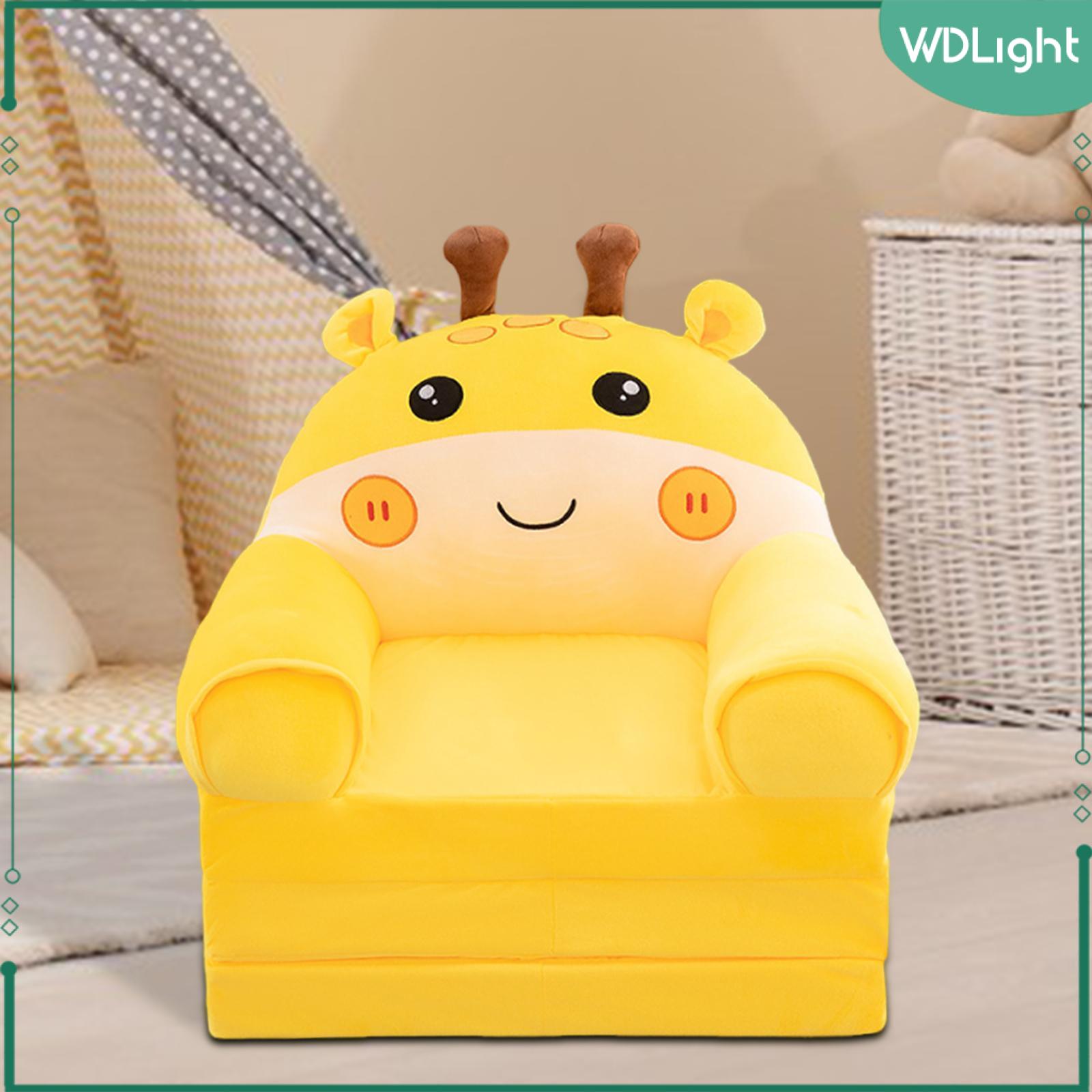WDLight Kids Foldable Sofa Bed Cartoon Comfortable Furniture Armchair with Removable Cover for Nursery Living Room Playroom Bedroom