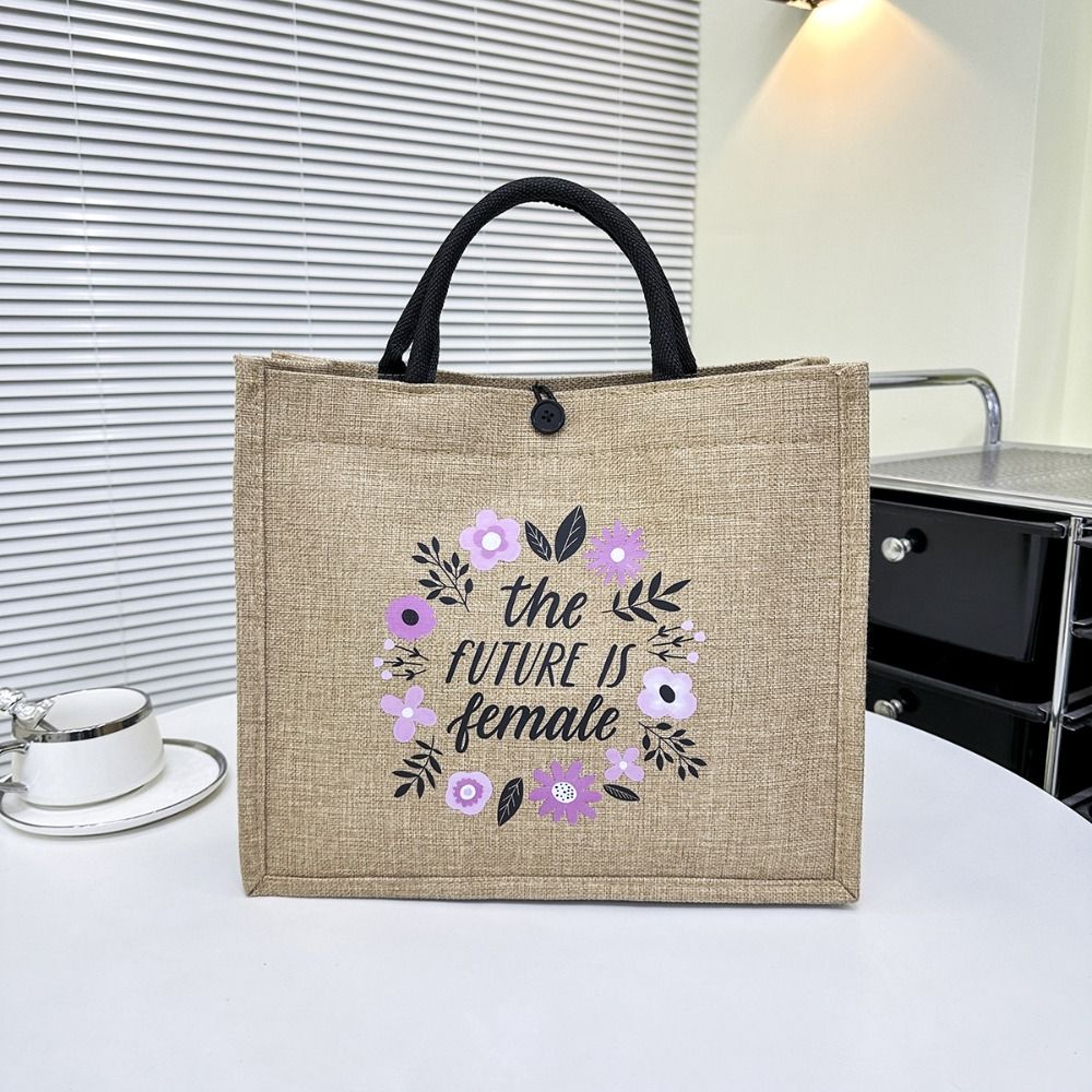 HKKFNQ In chữ Túi Tote Vải lanh Tái sử dụng Sức chứa lớn Túi xách đi biển Thường ngày Tay cầm trên Túi mua sắm - 7