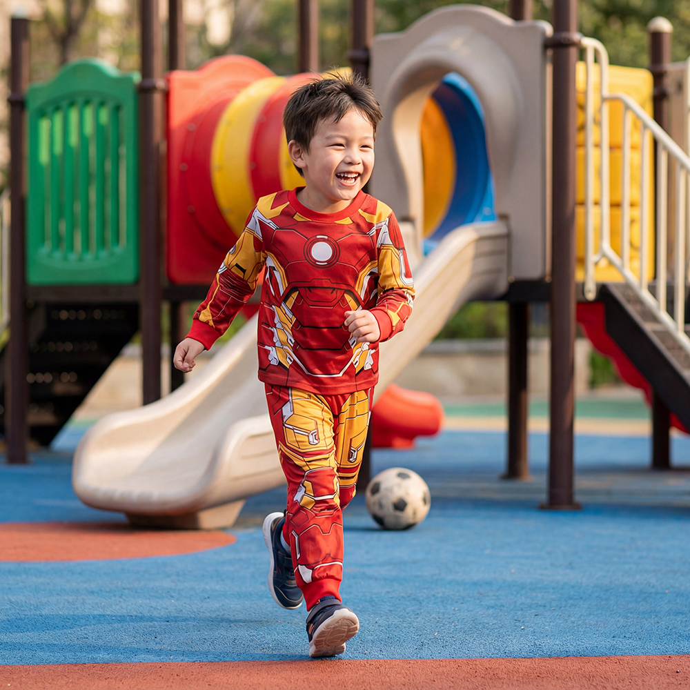 Baby Boy Clothes Set Cute Cartoon Marvel Superhero Ironman Long Sleeve Outfits Cotton Toddler Kids Clothing Sets 1-7 Years