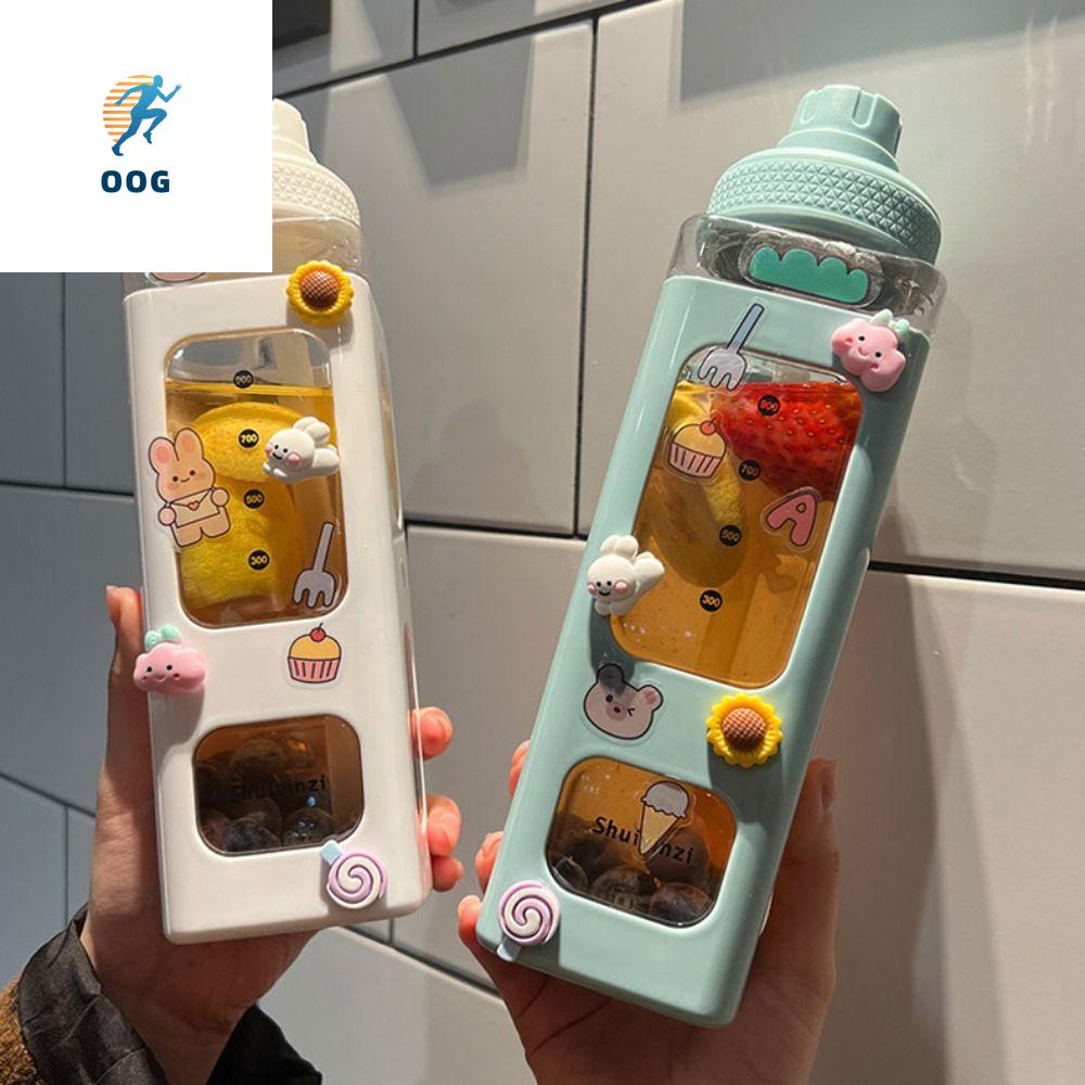 OOG Hình vuông Chai nước thể thao 700ml Nhựa Bình nước tập thể dục Đồ uống Chống rò rỉ Chai nước Nước Trái Cây