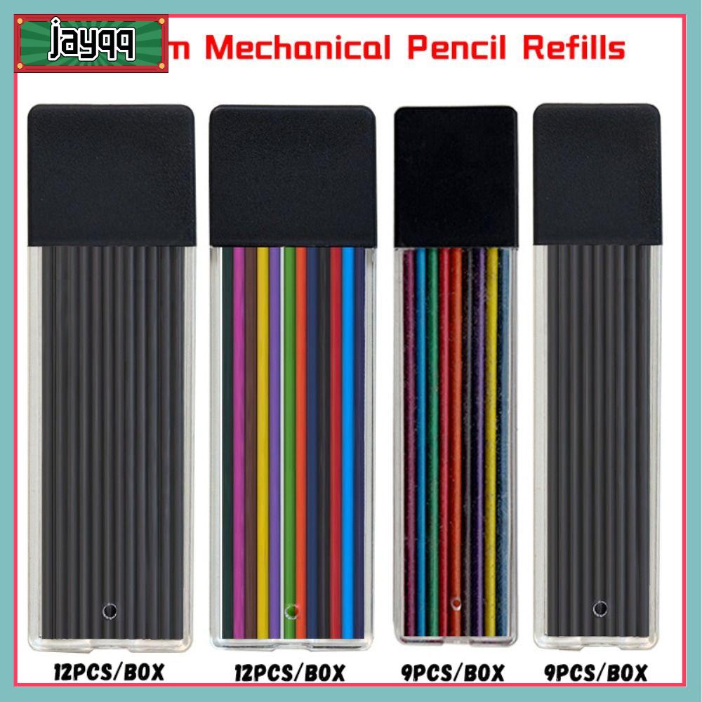 JAYQQ 12PCS/Box 2.0mm Ruột Bút Chì cơ khí Nhiều màu Xóa được Chì nạp 2B  Thay thế Ruột Bút Chì Dụng cụ vẽ phác thảo nghệ thuật