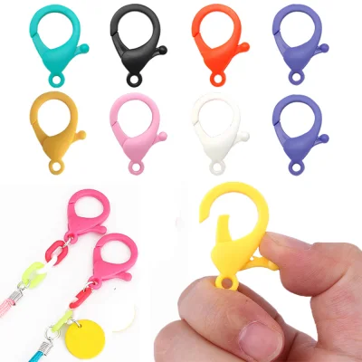 XINSU38 Colorful Snap Hook Plastic Key Ring 20pcs/Lot Lamp Shape Buckle Jewelry Making Lobster Clasps Glasses Chain Clasps