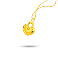 SK Jewellery Golden Heart Lock 999 Pure Gold Pendant