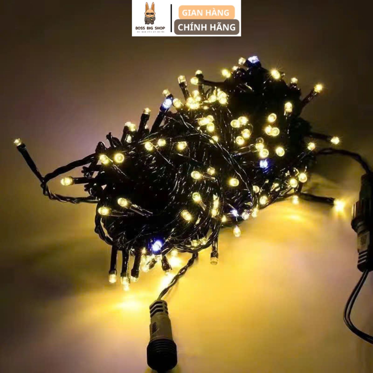 Dây đèn led trang trí Noel tết bóng bi tròn pha lê dài 10 mét 30 bóng ánh sáng vàng sử dụng cắm điện trực tiếp