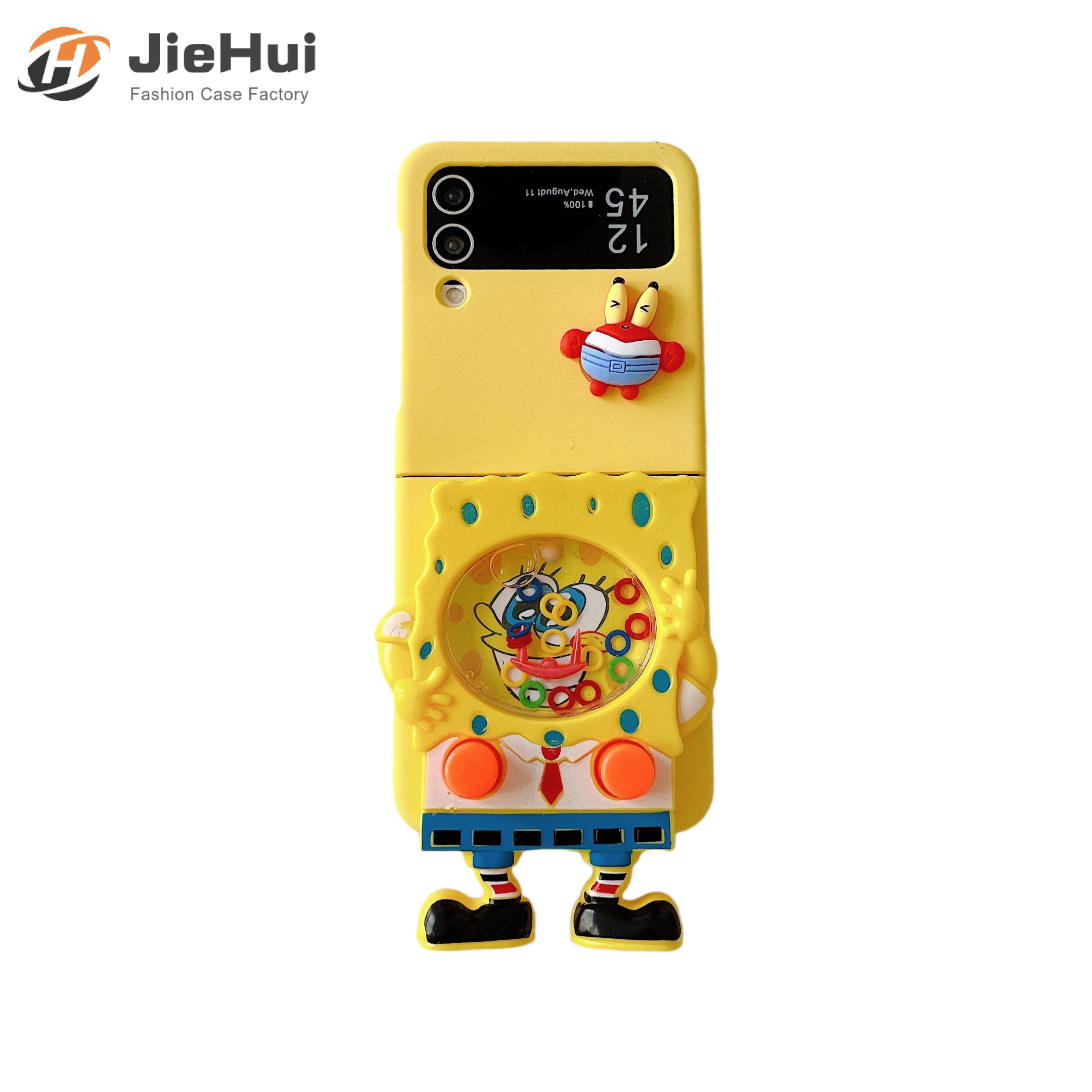 JieHui Ốp điện thoại thời trang Máy chơi game SpongeBob cho Samsung Z flip5/Z FLIP4/Z Flip3