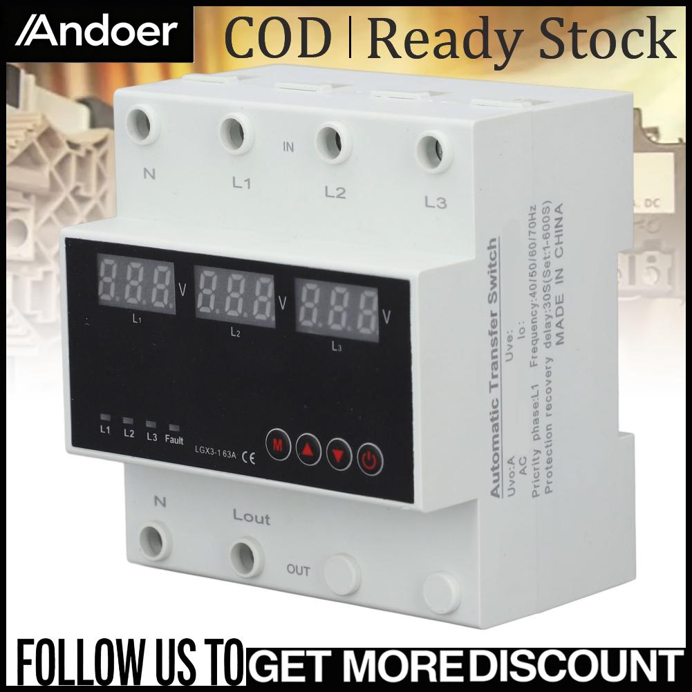 Andoer Công tắc chuyển tự động Bộ giám sát điện áp 3 pha Ứng dụng rộng rãi Màn hình LED gắn trên đường ray DIN cho các cơ sở y tế Giá 714,000 Đồng*Miễn phí vận chuyển