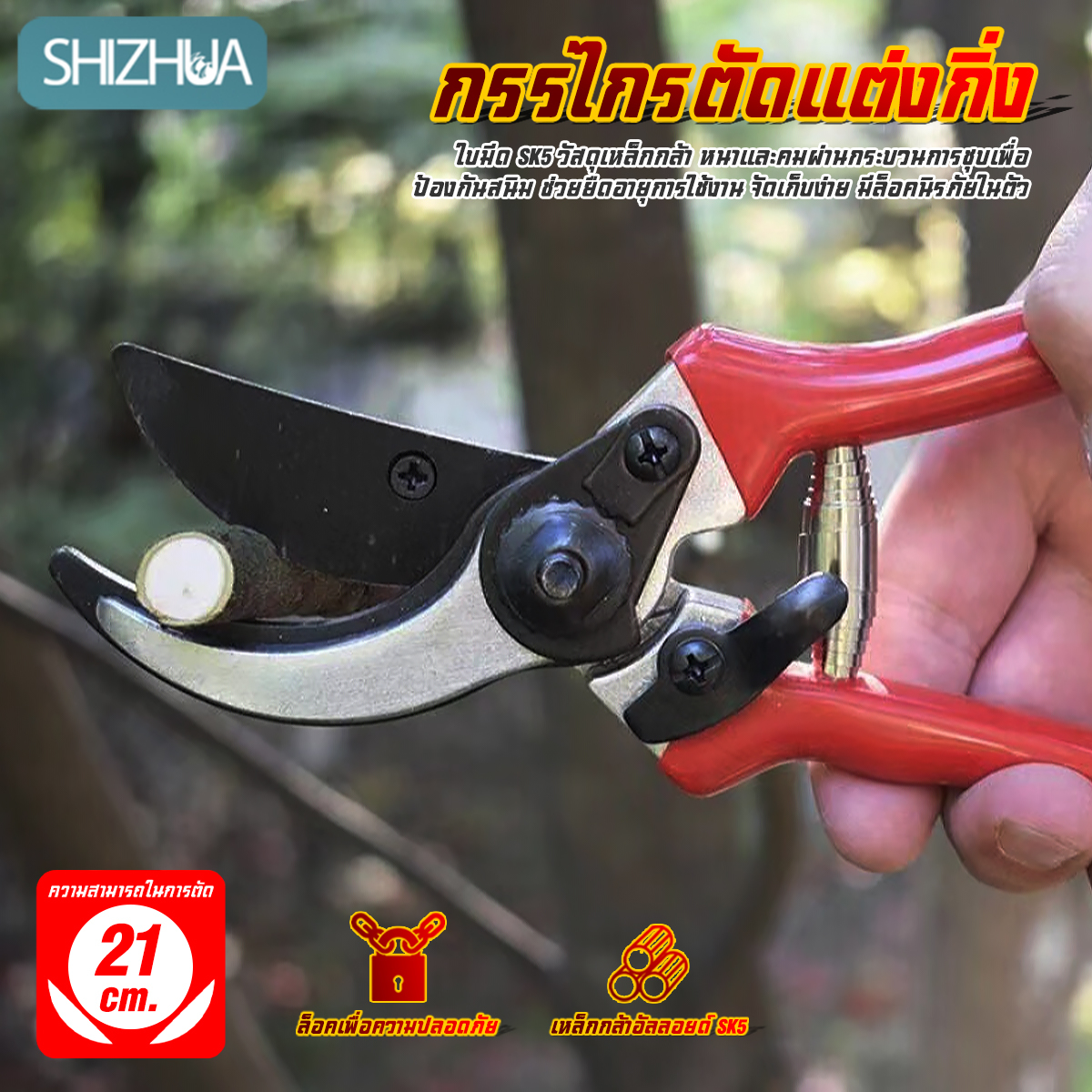 กรรไกรตัดกิ่งไม้ใหญ่ เครื่องมือทำสวนกรรไกรแต่งกิ่งกรรไกรตัดเหล็กกันไกรตัดกิ่งไม้อุปกรณ์ทำบอนไซมีดตอนกิ่งไม้คีมตัดกิ่งไม้#B-097 ราคา 51 บาท*ส่งฟรี
