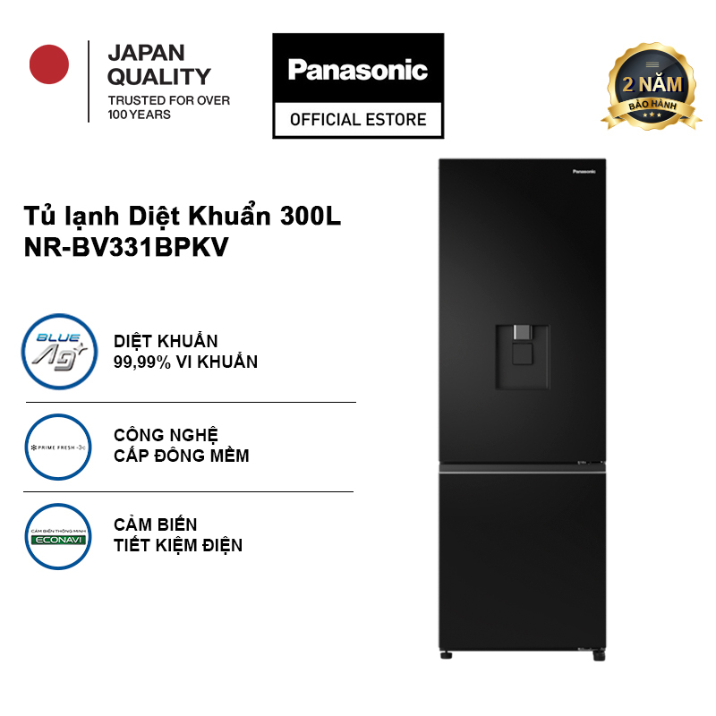 [Trả góp 0%] Tủ lạnh Panasonic Diệt Khuẩn 300L NR-BV331BPKV Cấp Đông Mềm - Ngăn Đá Dưới - Siêu Tiết Kiệm Điện Năng - Bảo hành 2 năm