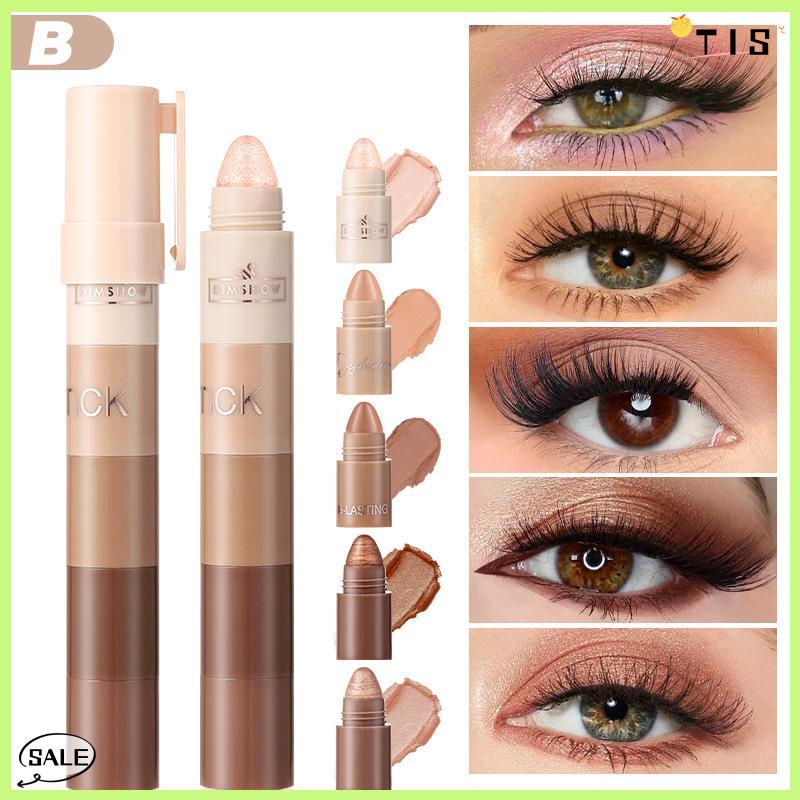 Follow Get New【TIS】 Dimshow 5 trong 1 Eyeshadow bút chì Kit nhung Matte sắc tố ánh sáng lung linh làm nổi bật trang điểm kết hợp mini Eye Shadow bút mỹ phẩm - 3