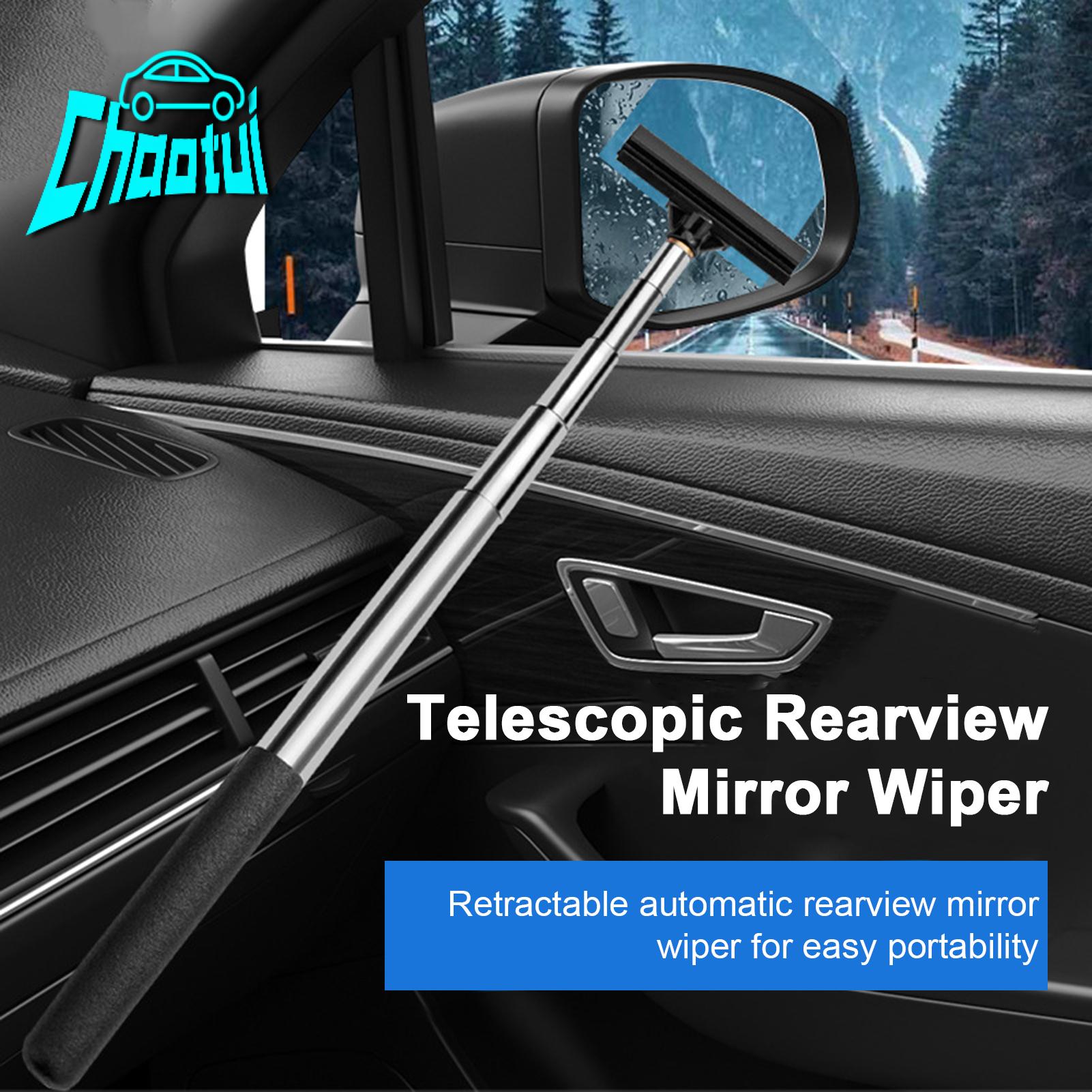 chaotui Car Wing Mirror Squeegee Car Rearview Mirror Wiper Retractable Car Mirror Wiper with Stainless Steel Handle Window Glass Cleaning Tool for Auto Accessories Favorite