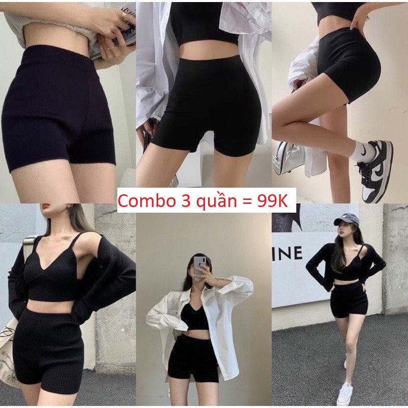 (Combo 3q) Quần Legging Đùi Biker Short Body Dáng Ôm Boxer Ngắn Phong Cách Thể Thao Sporty Cá Tính Ulzang chất cotton