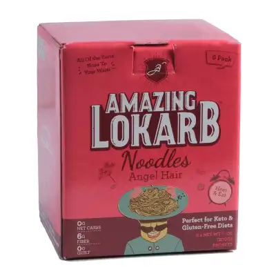(Pack of 6) AMAZING LOKARB Shirataki Angel Hair Noodles (6x200g) | Gluten-free Odorless Keto Konjac Pasta Suitable For Diabetic, Vegan, Plant-Based & Weight Loss Diets