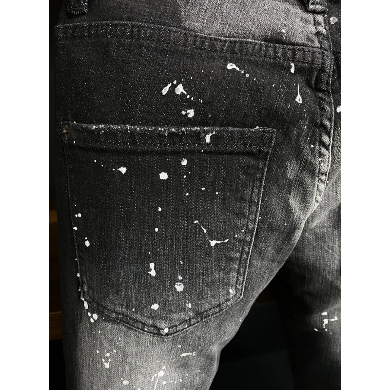 【Brand New】 cheiharper dsq 9903 Men's denim trousers inked with stylish Italian white ground small straight foot hipster jeans · v3